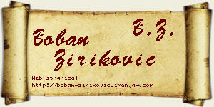 Boban Ziriković vizit kartica